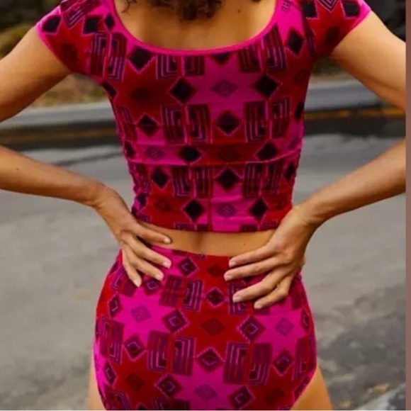 Free People Pants - New - 🌺free people happiness run jacquard Aztec brief short in fuchsia